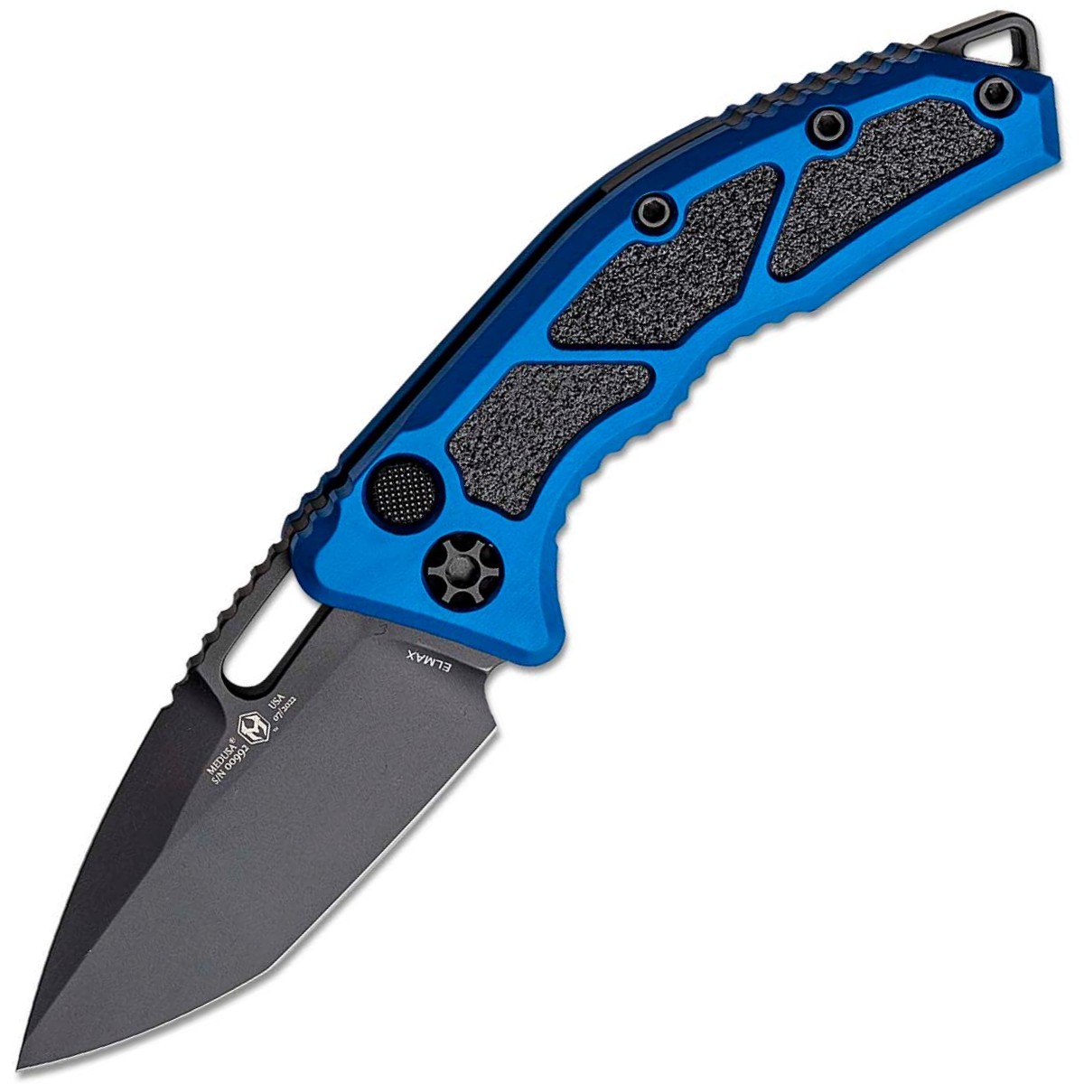 Vystřelovací Nůž Heretic Knives Medusa AUTO Elmax Black Tanto Blade H011-4A-BLU