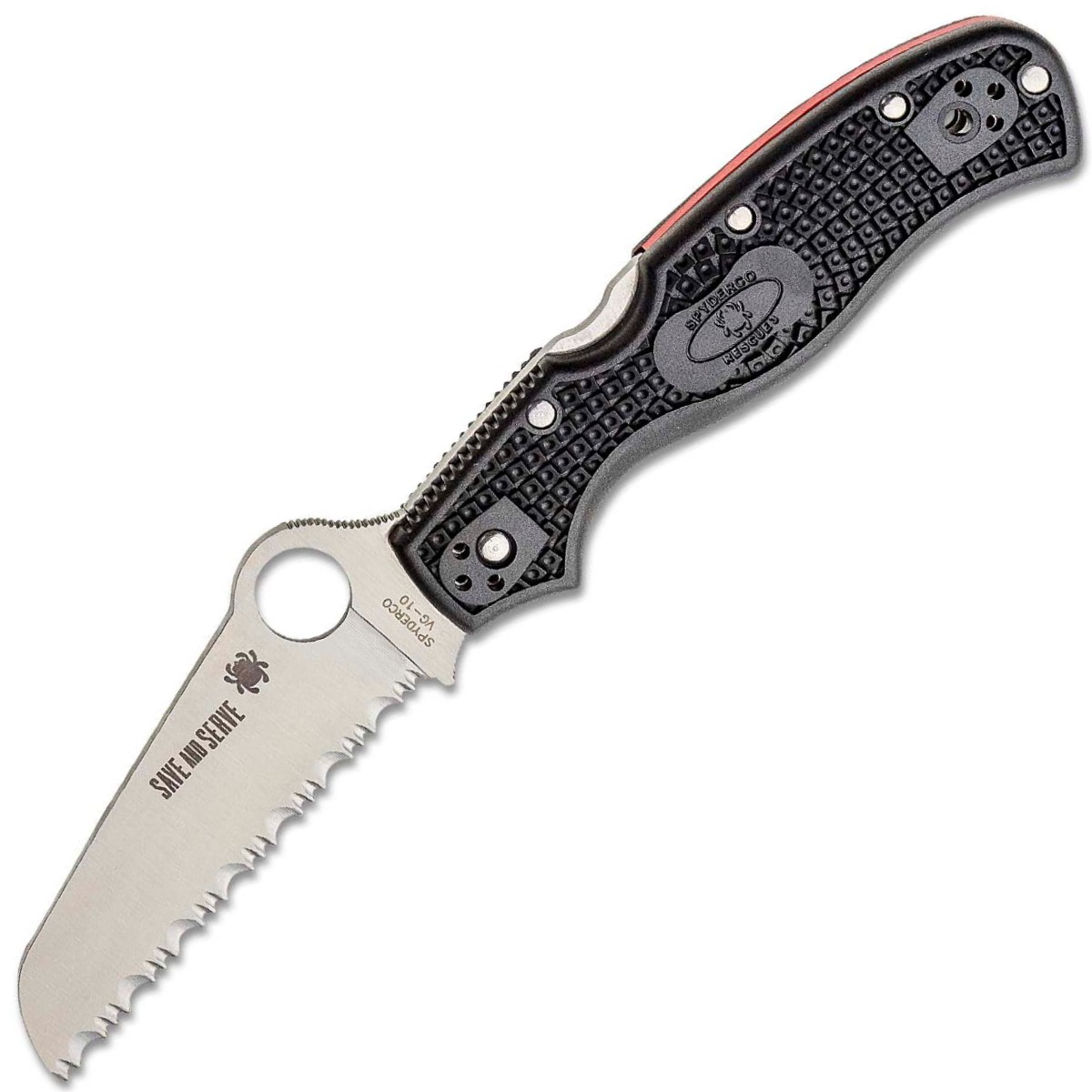 Spyderco-Rescue-3-Lightweight-Thin-Red-Line-C14FSBKRD3