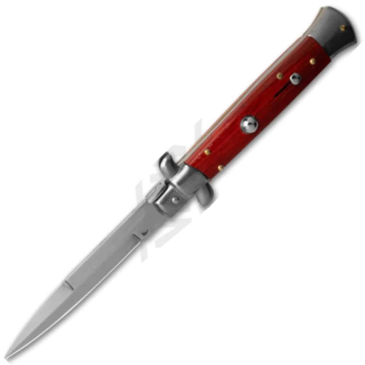 Italian-Stiletto-Red-Wood-Automatic-Knife