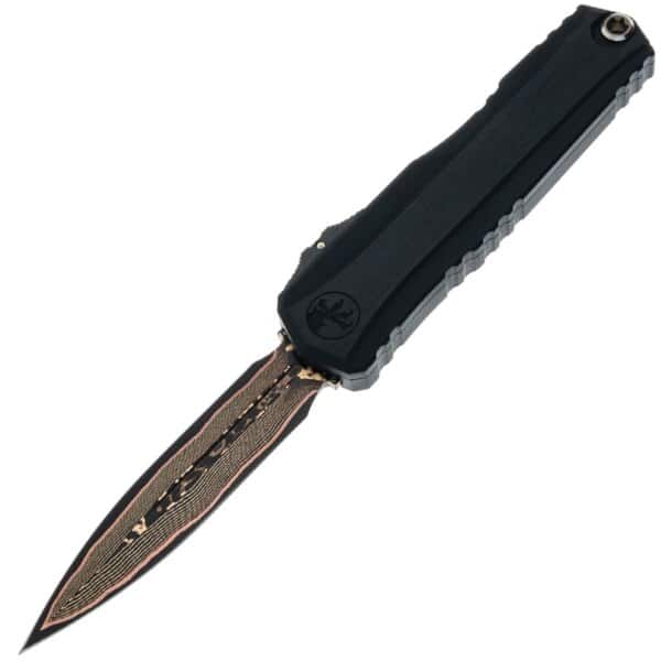 Microtech-1242-16MS1-Cypher-II-D/E -Black-Hefted-Handle-Baker-Forge-Coppermai-Damascus