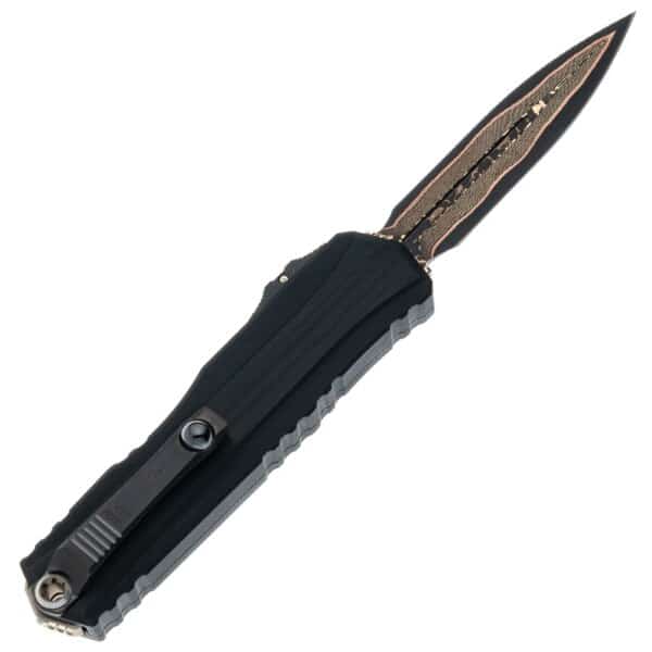 Microtech-1242-16MS1-Cypher-II-D:E -Black-Hefted-Handle-Baker-Forge-Coppermai-Damascus