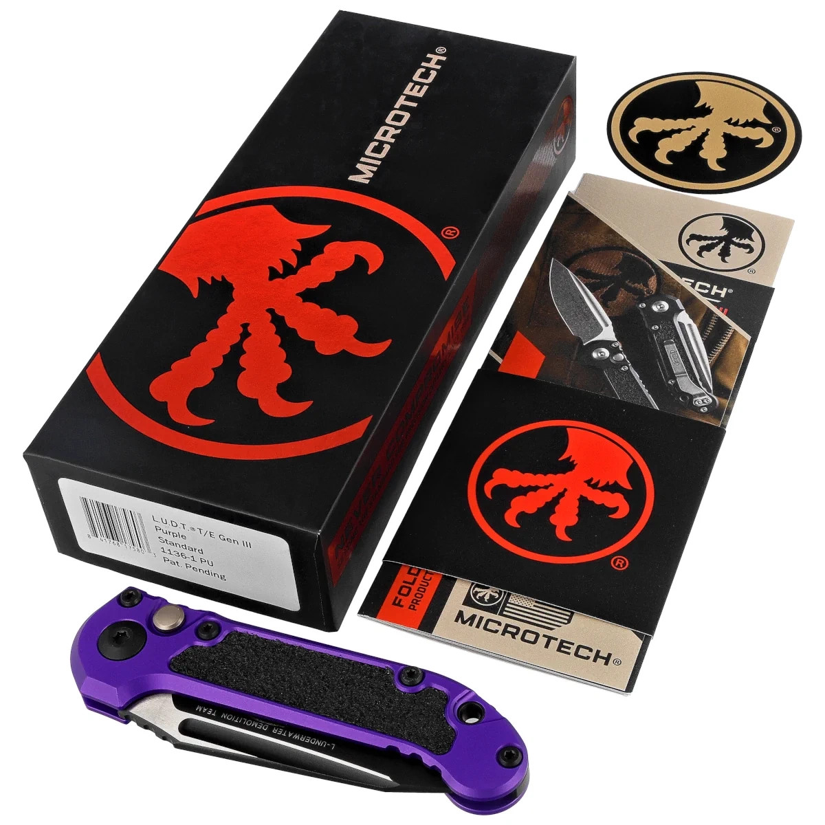 Microtech-LUDT-Gen-III-T-E-Automatic-Knife-Purple-Aluminum-Black-M390MK-by-Tony-Marfione-1136-1PU